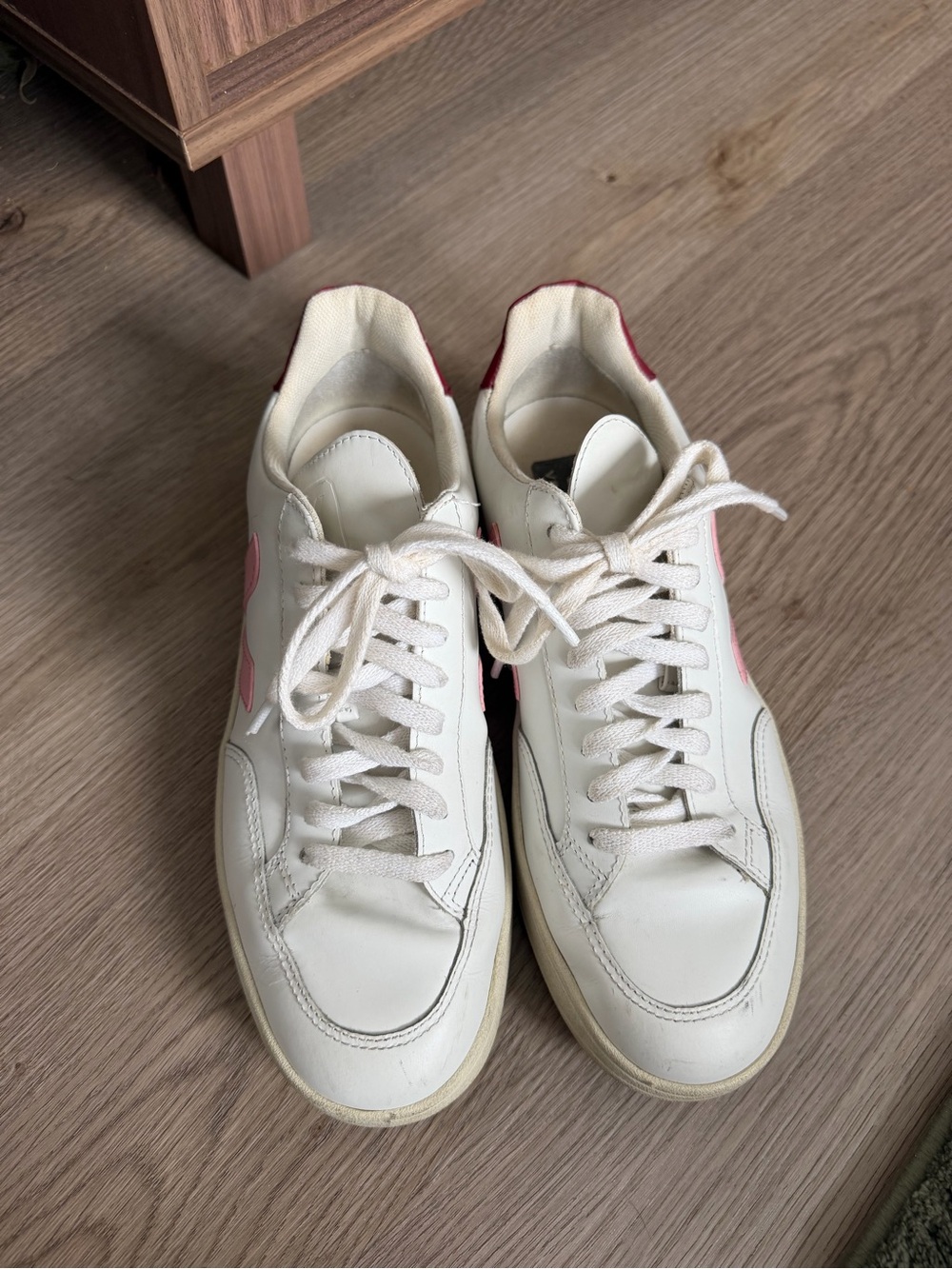 Veja White Sneakers with Pink Details